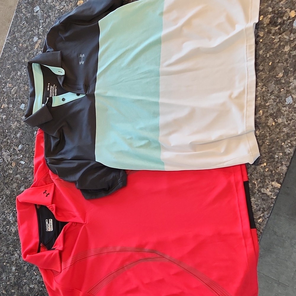 Two Men's Under Armour Golf Shirts - Large